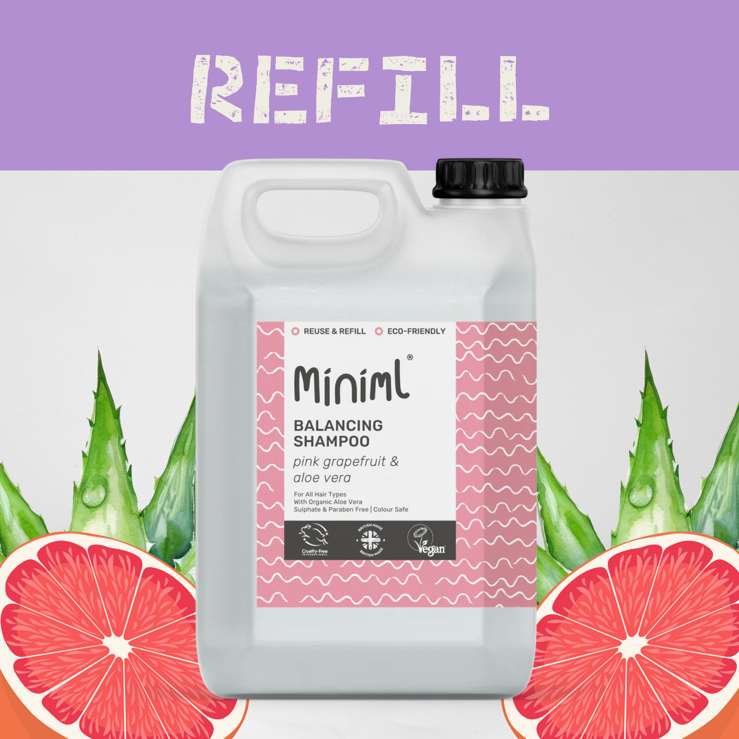 Hair Shampoo - Pink Grapefruit & Aloe Vera - REFILL