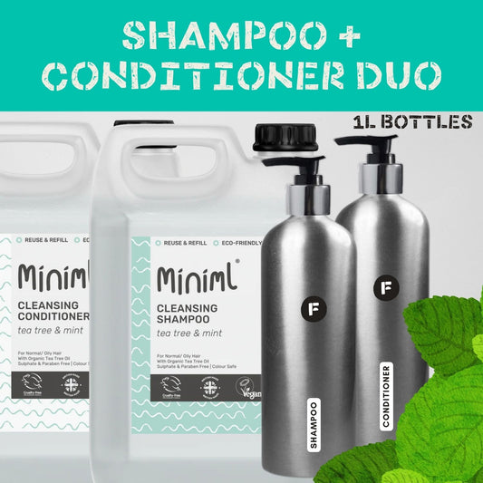 1l Aluminium - Tea Tree Mint Shampoo + Conditioner Combo