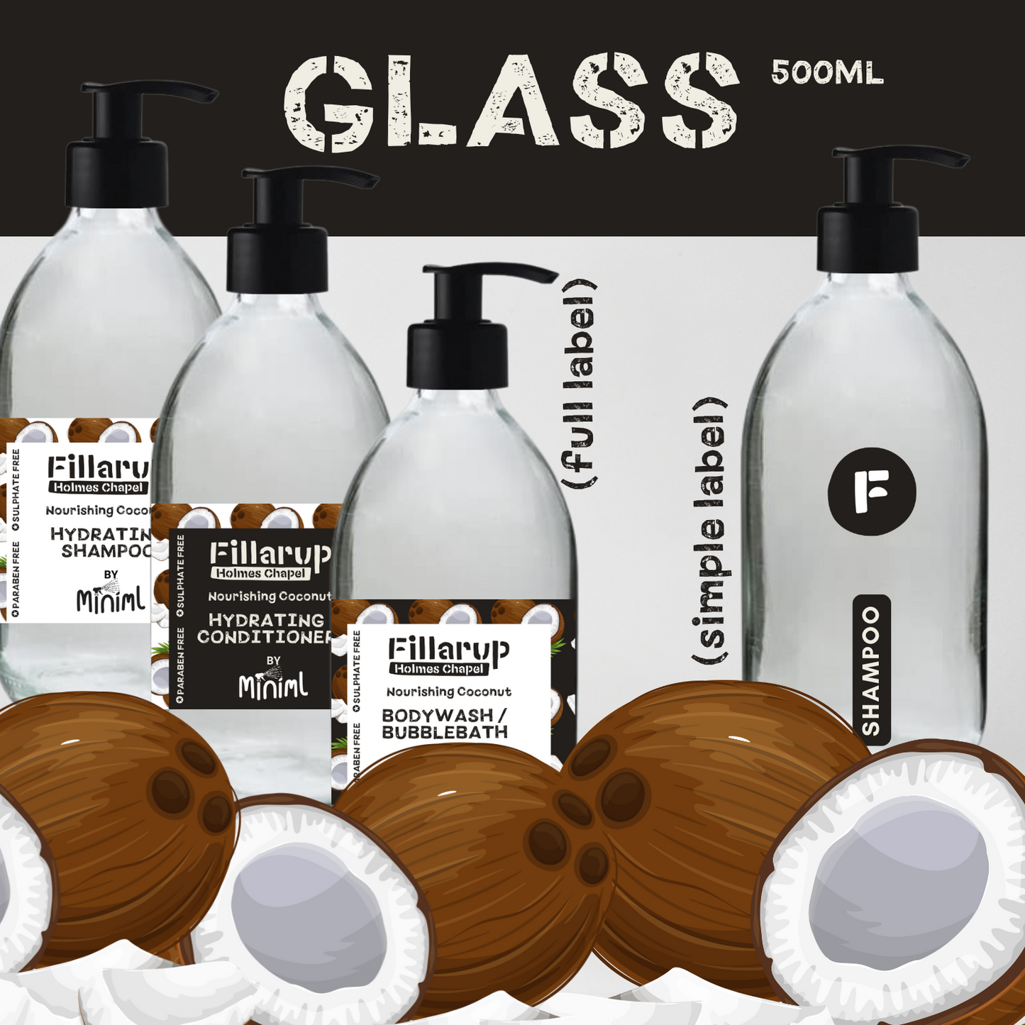 Nourishing Coconut - Bodywash & Bubble Bath - Prefilled Bottles