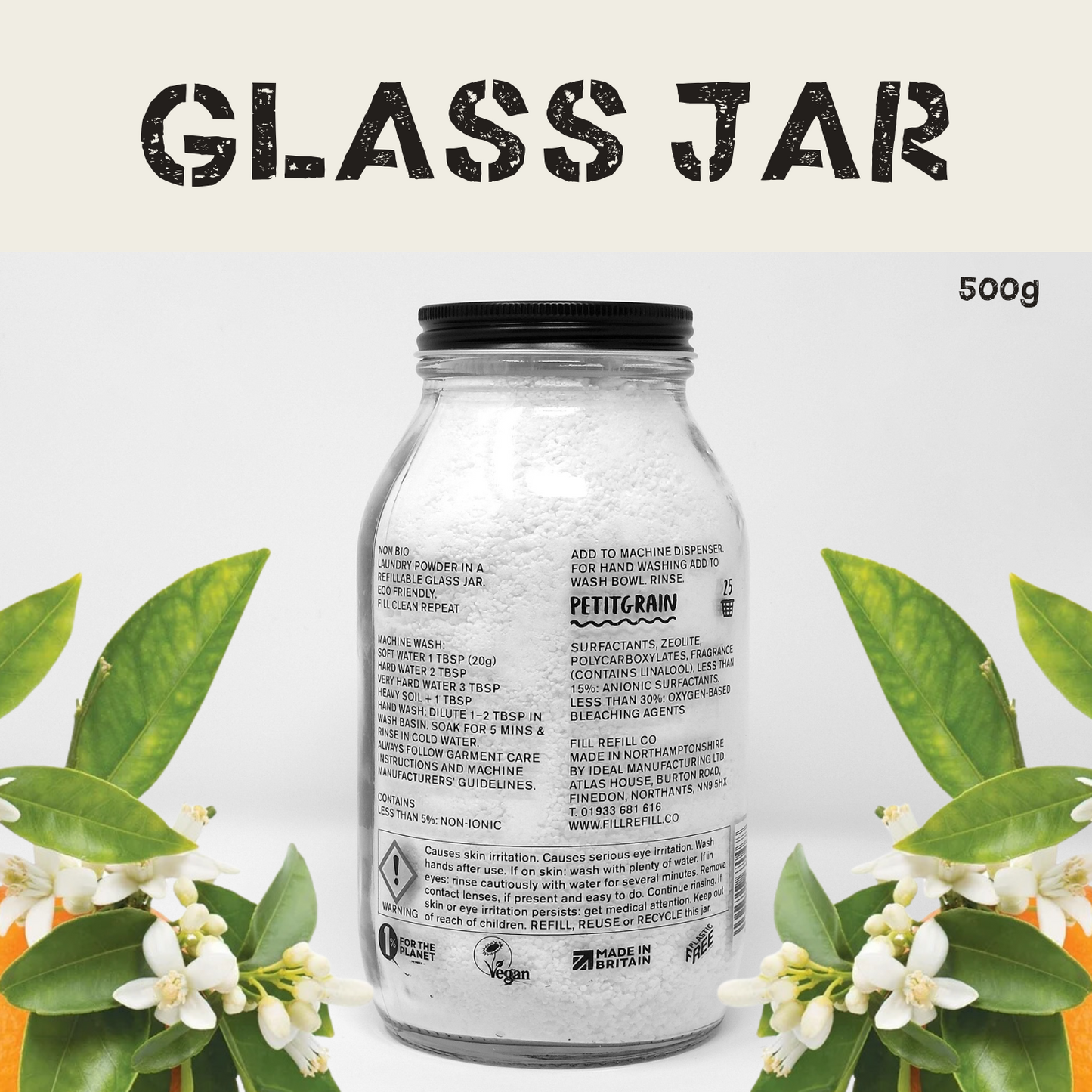 Laundry Powder 500G Glass Jar Petitgrain