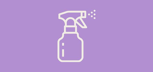 Outline of a spray bottle on a purple background