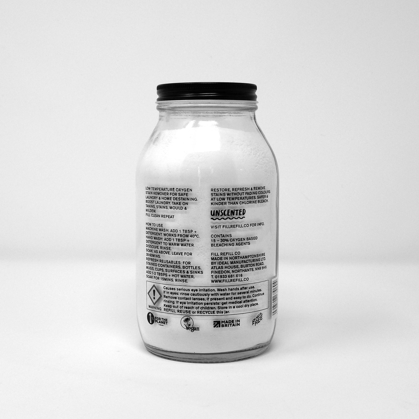 Destainer Powder 500G Glass Jar Unscented